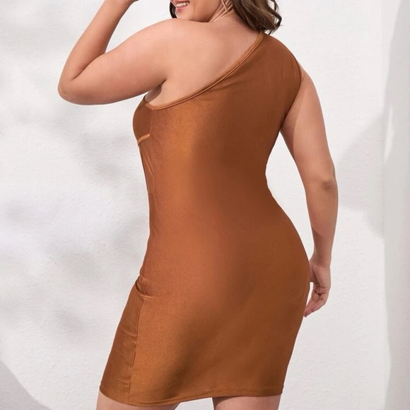 Shein Plus One Shoulder Cut Out Bodycon Dress - Picture 2 of 4